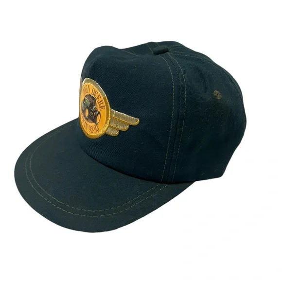 Vintage JOHN DEERE FLY-IN 92-93 Farmer Trucker Hat Cap golden wing Leather Strap - Picture 10 of 12